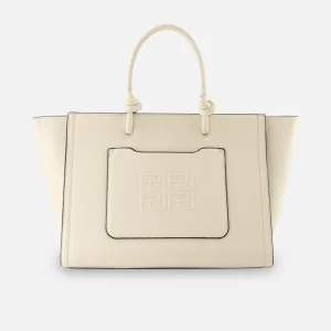 Bolso tote blanco piel vegana para mujer con grabado Pd