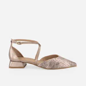 Flats rosa para mujer con acabado tipo serpiente