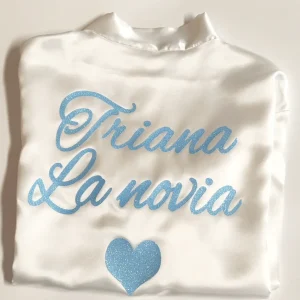 Bata Personalizada para Novia Satén Blanca